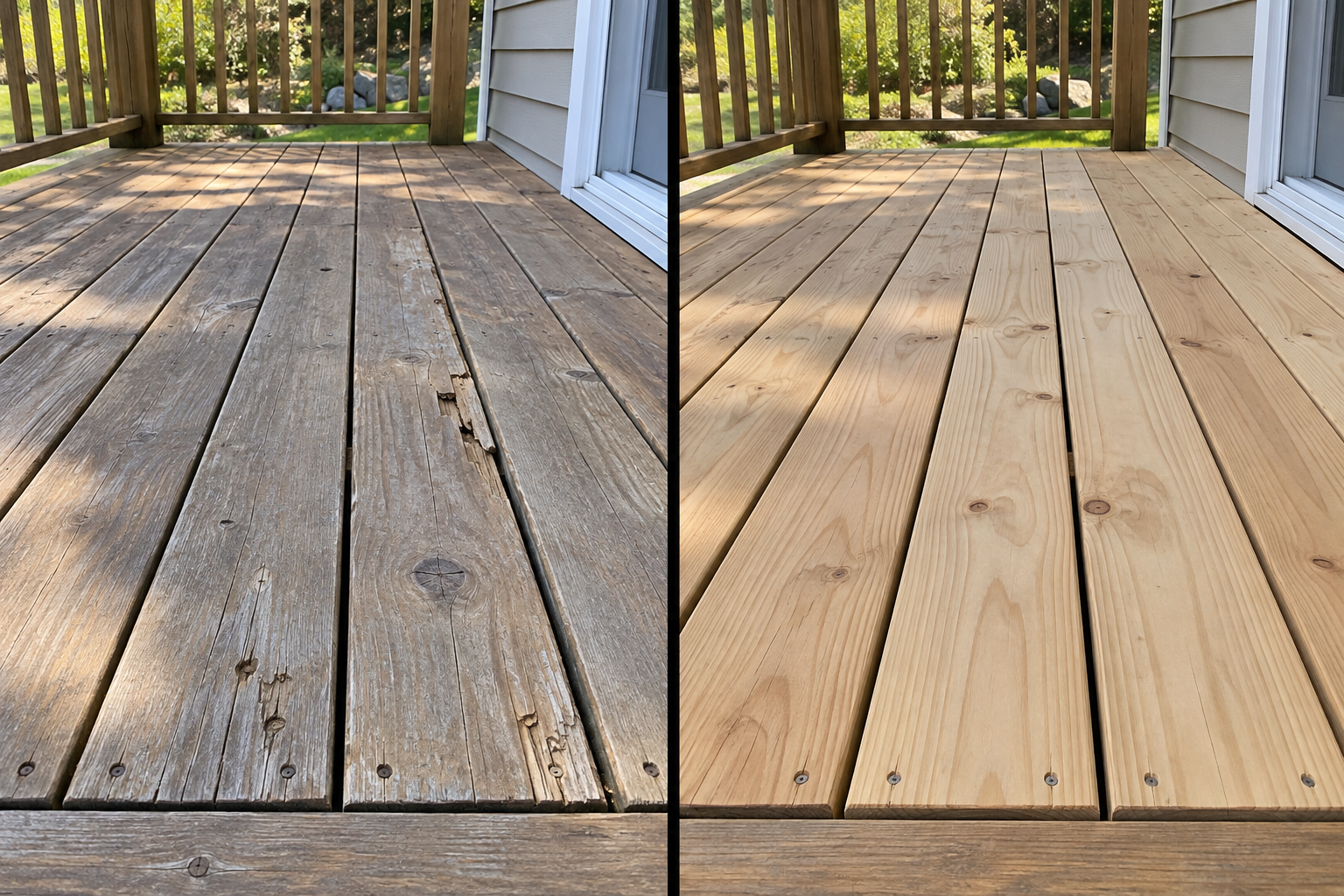 Before and after: deck board replacement
